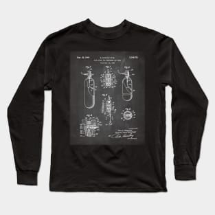 Scuba Tank Patent - Scuba Diver Deep Sea Diving Art - Black Chalkboard Long Sleeve T-Shirt